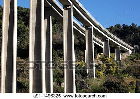France, Provence, Alpes Maritimes 06, Cote d? azur, city of Menton at seaside, the highway piles View Large Photo Image Stock Photography - France, Provence, Alpes Maritimes 06, Cote d? azur, city of Menton at seaside, the highway piles. Fotosearch