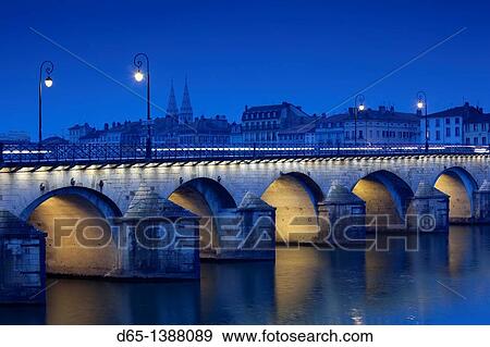 France, Saone-et-Loire Department, Burgundy Region, Maconnais Area, Macon, Pont St-Laurent bridge, evening View Large Photo Image Stock Photo - France, Saone-et-Loire Department, Burgundy Region, Maconnais Area, Macon, Pont St-Laurent bridge, evening. Fotosearch