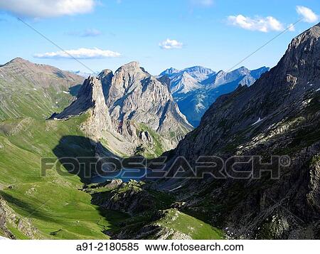 Stock Photography - France, Savoie, Valloire neighbourhood, mottest lake on Galibier trail. Fotosearch