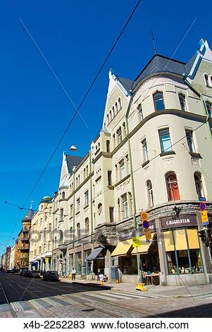 Fredrikinkatu street, Punavuori district, Helsinki, Finland, Europe. View Large Photo Image Stock Image - Fredrikinkatu street, Punavuori district, Helsinki, Finland, Europe.. Fotosearch