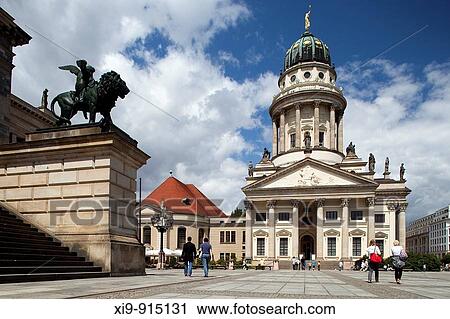Stock Image - French Cathedral Franzosische Dom on Gendarmenmarkt square, Berlin, Germany. Fotosearch