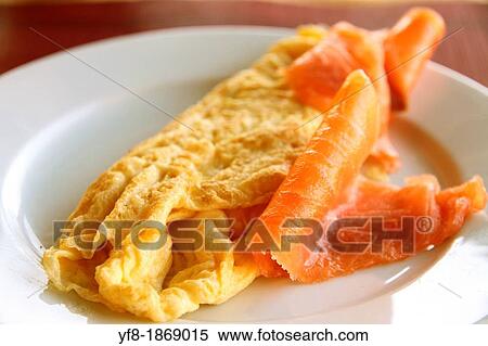 French omelette and salmon fume on plate View Large Photo Image Stock Photography - French omelette and salmon fume on plate. Fotosearch