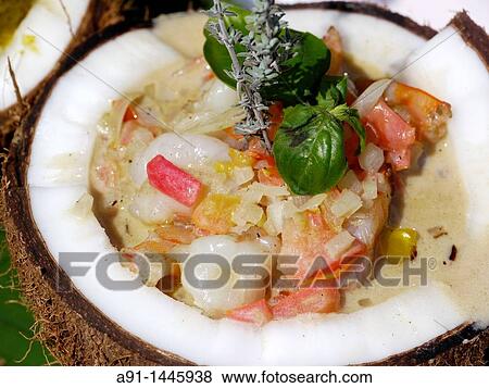 French Polynesia, leeward islands archipelago, island of Tahiti, Hotel Intercontinental, local gastronomy, localprawns with curry sauce View Large Photo Image Stock Photo - French Polynesia, leeward islands archipelago, island of Tahiti, Hotel Intercontinental, local gastronomy, localprawns with curry sauce. Fotosearch