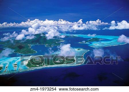 FRENCH POLYNESIA, SOCIETY ISLANDS, BORA BORA, AERIAL VIEW OF LAGOON AND ISLAND. View Large Photo Image Picture - FRENCH POLYNESIA, SOCIETY ISLANDS, BORA BORA, AERIAL VIEW OF LAGOON AND ISLAND.. Fotosearch