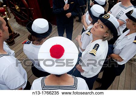 French sailors and officiers visiting the Mexican navy ship Cuauthemoc at the Tonnerres de Brest 2012 - International maritime festival, Brest France, View Large Photo Image Stock Photography - French sailors and officiers visiting the Mexican navy ship Cuauthemoc at the Tonnerres de Brest 2012 - International maritime festival, Brest France,. Fotosearch
