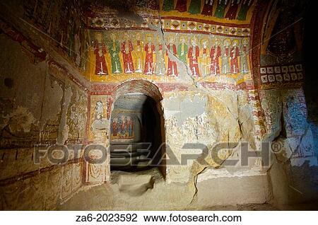 Frescoes in Yilanli Church, ninth century, Church of the Snake, Ihlara Valley, Cappadocia, Central Anatolia, Turkey. View Large Photo Image Stock Image - Frescoes in Yilanli Church, ninth century, Church of the Snake, Ihlara Valley, Cappadocia, Central Anatolia, Turkey.. Fotosearch