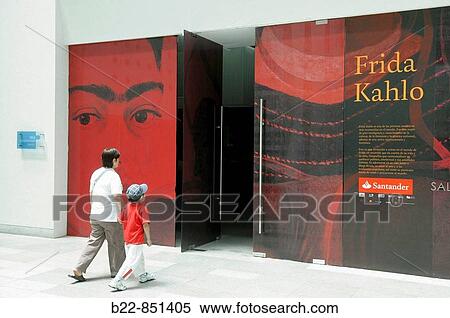 Stock Photography - Frida Kahlo and Diego Rivera exhibition, Centro Cultural Palacio La Moneda. Arts and cultural center, located below the Plaza de la Ciudadania (Citizen's Plaza) in the south front of the government palace La Moneda, Santiago de Chile, Chile. Fotosearch