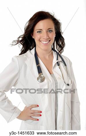 Stock Image - Friendly female doctor. Fotosearch