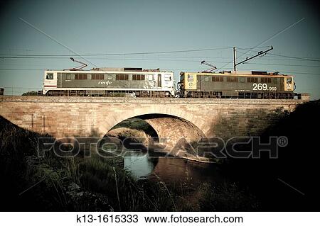 Stock Image - Fromista railway bridge Palencia Castilla y Le? n Spain Europe. Fotosearch