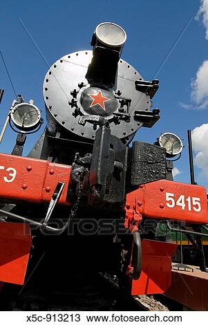 Stock Image - Front view of German Second World War steam locomotive TE-5415 of 52 serie Built in 1943. Fotosearch