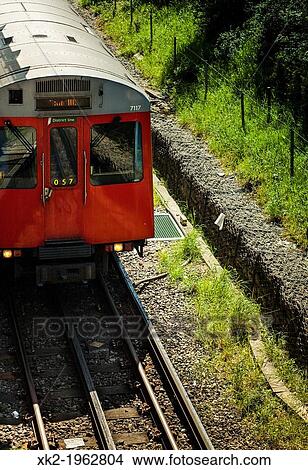 Frontal view of undergound train, London, UK View Large Photo Image Picture - Frontal view of undergound train, London, UK. Fotosearch