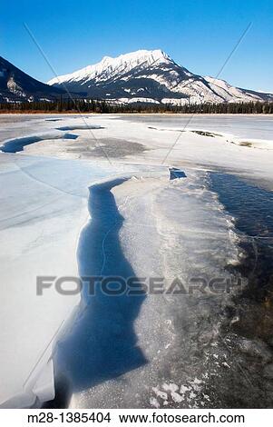 Frozen Athabasca River, Jasper National Park Alberta Canada View Large Photo Image Picture - Frozen Athabasca River, Jasper National Park Alberta Canada. Fotosearch
