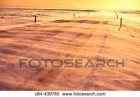 Stock Photography - Frozen road at dusk. Djupivogur. Iceland. Fotosearch