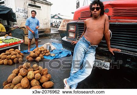 Stock Image - fruit, mercado ver o peso, belem, state of para, amazon region, brazil, south america.. Fotosearch