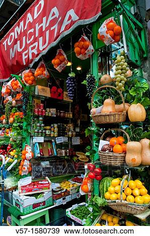 Stock Photo - Fruit shop. Madrid, Spain.. Fotosearch