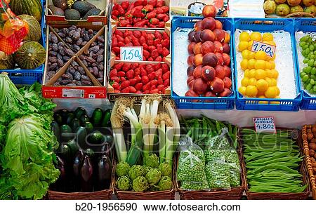 Fruits and vegetables. South Market, Gij? n, Asturias, Spain. View Large Photo Image Stock Image - Fruits and vegetables. South Market, Gij? n, Asturias, Spain.. Fotosearch
