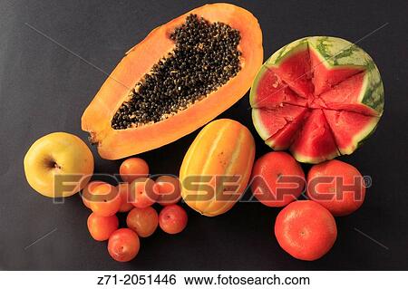 Fruits, apple, plum, papaya, korean melon, watermelon, mandarin,. View Large Photo Image Stock Photograph - Fruits, apple, plum, papaya, korean melon, watermelon, mandarin,.. Fotosearch