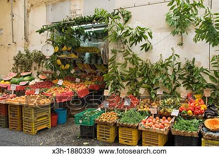 fruits & vegetables display in the Montecalvario Quarter, Spanish Quarters, Historic center, Naples, Campania region, southern Italy, Europe View Large Photo Image Stock Photo - fruits & vegetables display in the Montecalvario Quarter, Spanish Quarters, Historic center, Naples, Campania region, southern Italy, Europe. Fotosearch