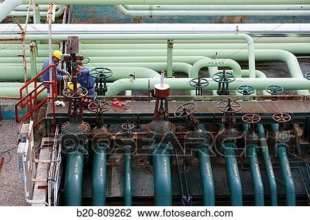 Stock Image - Fuel pipelines, unloading fuel. Port of Bilbao, Biscay, Basque Country, Spain. Fotosearch