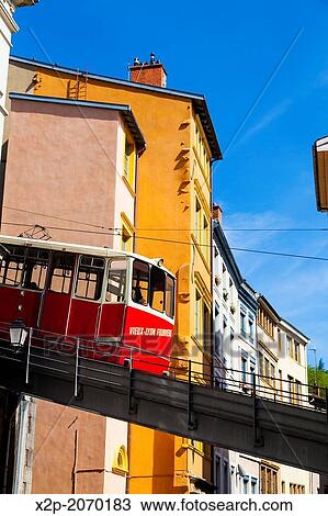 Funicular. France, Rhone, Lyon, historical site listed as World Heritage by UNESCO, Vieux Lyon Old Town. View Large Photo Image Stock Image - Funicular. France, Rhone, Lyon, historical site listed as World Heritage by UNESCO, Vieux Lyon Old Town.. Fotosearch