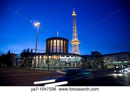 Funkturm Tower Berlin Germany at Night View Large Photo Image Stock Photograph - Funkturm Tower Berlin Germany at Night. Fotosearch