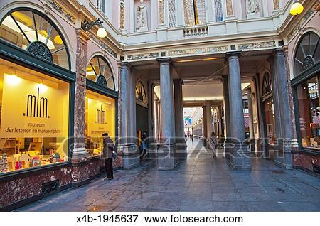 Galeries Royales Saint-Hubert or Koninklijke Sint-Hubertusgalerijen shopping arcade Brussels Belgium Europe. View Large Photo Image Stock Photo - Galeries Royales Saint-Hubert or Koninklijke Sint-Hubertusgalerijen shopping arcade Brussels Belgium Europe.. Fotosearch