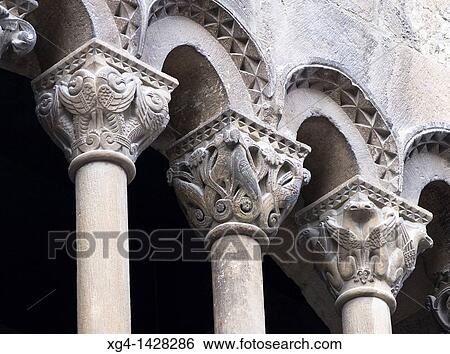 Gallery arches and Romanesque capitals - Palacio de los Reyes - Estella - Lizarra - Navarra - Camino de Santiago - Spain View Large Photo Image Stock Photograph - Gallery arches and Romanesque capitals - Palacio de los Reyes - Estella - Lizarra - Navarra - Camino de Santiago - Spain. Fotosearch