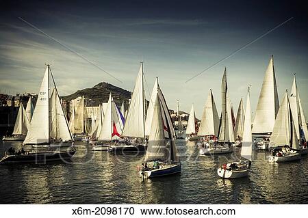 Stock Image - Gallo boat race. Mouth of Nervion river. Portugalete, Biscay, Basque Country, Spain.. Fotosearch