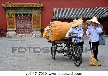 Garbage collectors in the Forbidden city, Beijing, China. View Large Photo Image Stock Image - Garbage collectors in the Forbidden city, Beijing, China.. Fotosearch