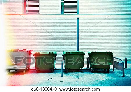 Stock Image - Garbage containers, Valencia, Spain. Fotosearch