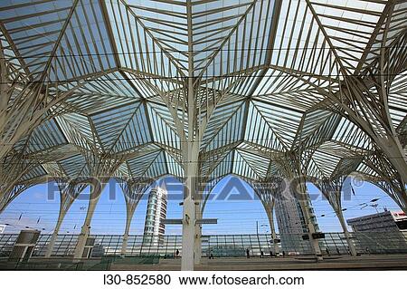 Stock Image - Gare do Oriente transport hub by architect Santiago Calatrava, Parque das Na??es area built for Expo? 98 world's fair, Lisbon, Portugal. Fotosearch