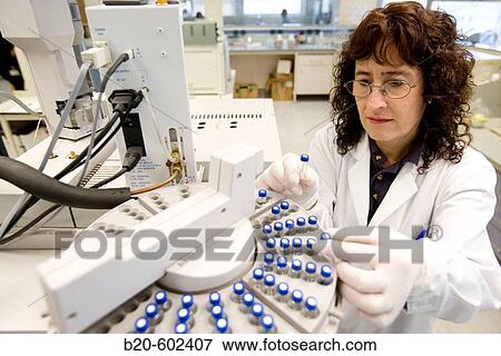 Stock Photo - Gas chromatograph with mass spectrometry. Environmental organic chemistry laboratory. Fundacion Inasmet-Tecnalia. Donostia, San Sebastian, Euskadi. Spain.. Fotosearch