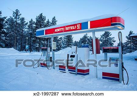 Stock Photo - Gas station in Hetta, Enontekio, Finland.. Fotosearch