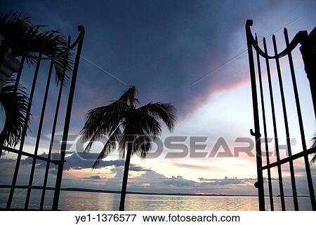 Gate and Cienfuegos Bay at sunset from Punta Gorda, Cuba View Large Photo Image Stock Photo - Gate and Cienfuegos Bay at sunset from Punta Gorda, Cuba. Fotosearch