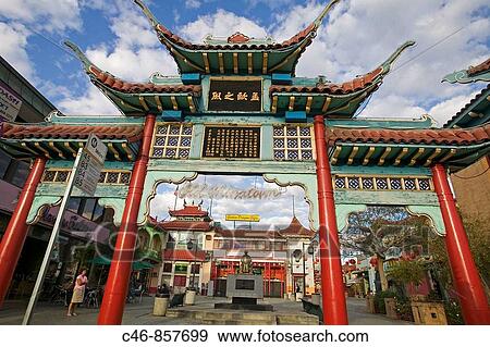 Gate, Chinatown, Los Angeles, California, USA View Large Photo Image Stock Photo - Gate, Chinatown, Los Angeles, California, USA. Fotosearch