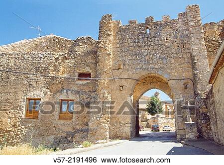 Stock Photograph - Gate of the city wall. Maderuelo, Segovia province, Castilla Leon, Spain.. Fotosearch