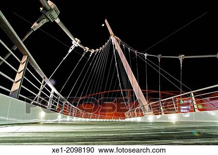 Stock Image - Gateway at night, Delicias railway station, Zaragoza, Spain. Fotosearch