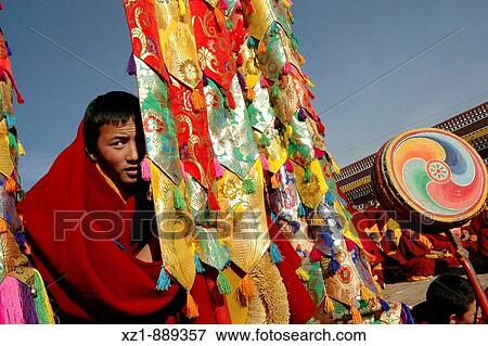 Gelug (Yellow Hat sect) ceremony, Gerdeng Tibetan Monastery in Aba, Sichuan, China View Large Photo Image Stock Photo - Gelug (Yellow Hat sect) ceremony, Gerdeng Tibetan Monastery in Aba, Sichuan, China. Fotosearch