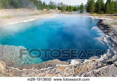 Gem Pool, Yellowstone National Park View Large Photo Image Stock Image - Gem Pool, Yellowstone National Park. Fotosearch