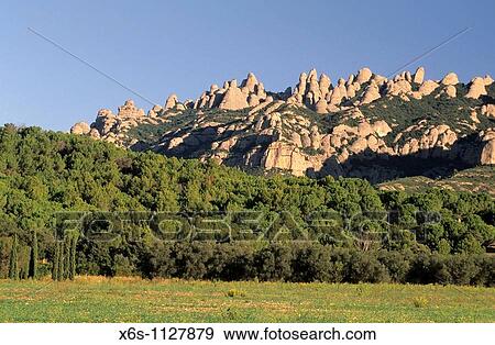 Stock Photo - General View, Natural Park of Montserrat mountain, Barcelona, Spain. Fotosearch