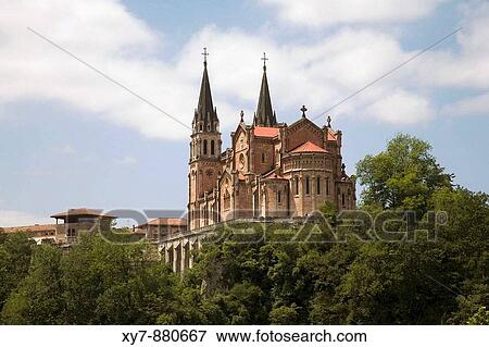 General view of the Basilica de Santa Maria la Real near Covadonga in the Picos de Europa national park in northern Spain View Large Photo Image Stock Photo - General view of the Basilica de Santa Maria la Real near Covadonga in the Picos de Europa national park in northern Spain. Fotosearch