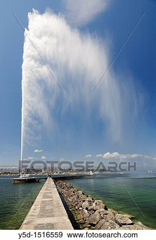 Geneva, Switzerland, famous fountain on the Geneva Lake called Jet d? Eau View Large Photo Image Stock Photo - Geneva, Switzerland, famous fountain on the Geneva Lake called Jet d? Eau. Fotosearch