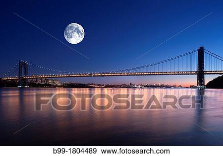 GEORGE WASHINGTON BRIDGE HUDSON RIVER MANHATTAN NEW YORK CITY USA View Large Photo Image Stock Photo - GEORGE WASHINGTON BRIDGE HUDSON RIVER MANHATTAN NEW YORK CITY USA. Fotosearch
