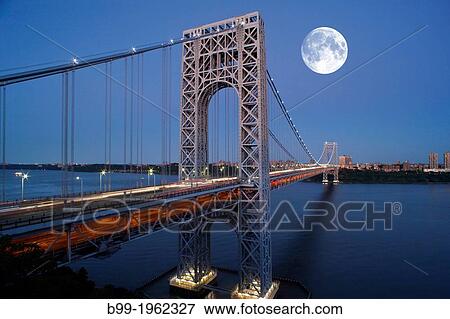 GEORGE WASHINGTON BRIDGE HUDSON RIVER MANHATTAN NEW YORK CITY USA. View Large Photo Image Stock Photo - GEORGE WASHINGTON BRIDGE HUDSON RIVER MANHATTAN NEW YORK CITY USA.. Fotosearch