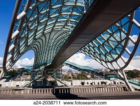 Georgia, Tbilisi City, The Peace Bridge. View Large Photo Image Stock Image - Georgia, Tbilisi City, The Peace Bridge.. Fotosearch