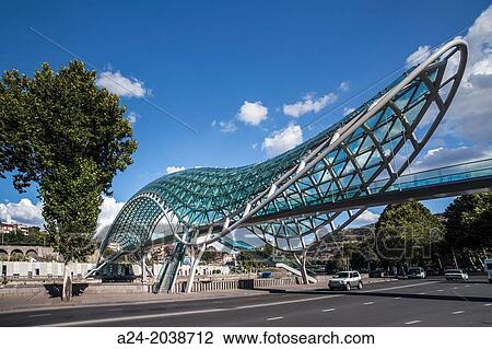 Georgia, Tbilisi City, The Peace Bridge. View Large Photo Image Stock Image - Georgia, Tbilisi City, The Peace Bridge.. Fotosearch