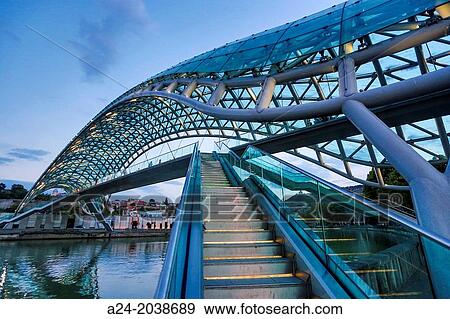 Georgia, Tbilisi City, The Peace Bridge. View Large Photo Image Stock Photo - Georgia, Tbilisi City, The Peace Bridge.. Fotosearch