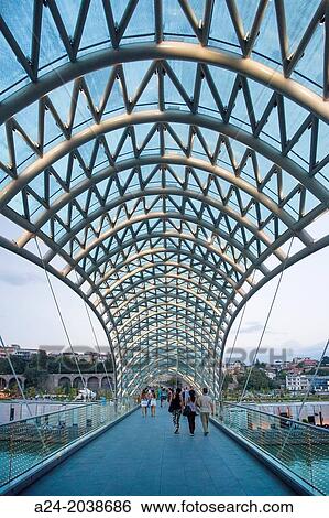 Stock Photograph - Georgia, Tbilisi City, The Peace Bridge.. Fotosearch