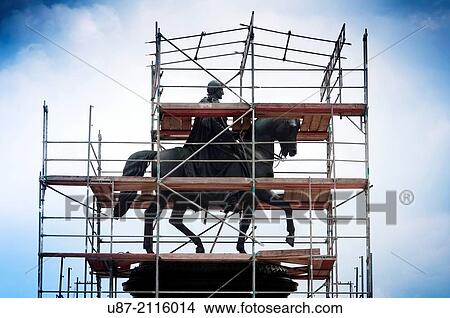 Geramny, Saxony, Dresden, Scaffolding Erected Around the Monument of King John of Saxony. View Large Photo Image Picture - Geramny, Saxony, Dresden, Scaffolding Erected Around the Monument of King John of Saxony.. Fotosearch
