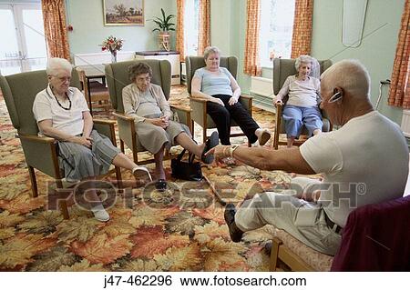 Geriatrics in a fitness class. View Large Photo Image Stock Photograph - Geriatrics in a fitness class.. Fotosearch